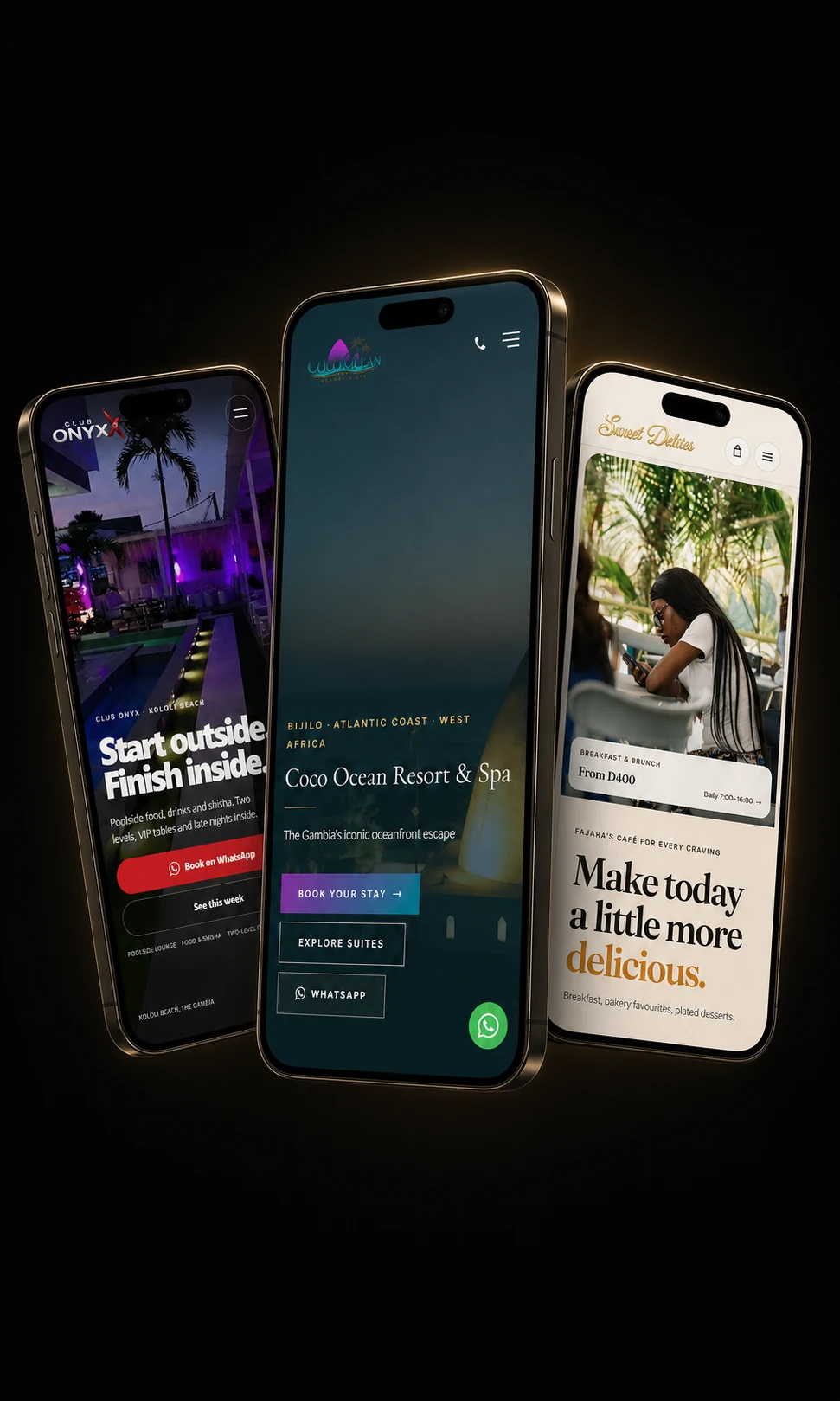 Tres experiencias Palmward mostradas en móviles